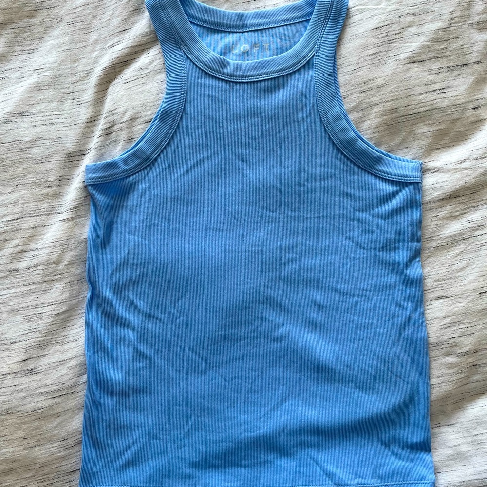 Never worn light blue ribbed tank from LOFT size L